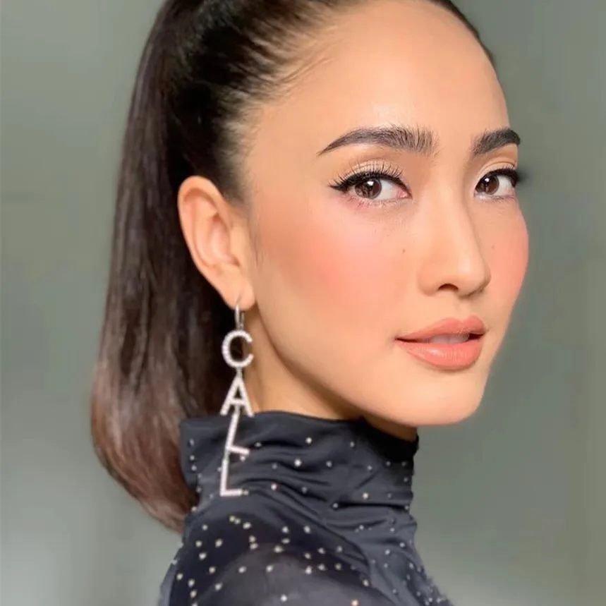 Модные блестящие Висячие серьги Стразы с надписью Call Me для женщин ювелирные