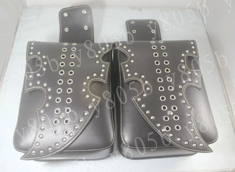 Черная Боковая Сумка из искусственной кожи с заклепками седельные сумки для Honda