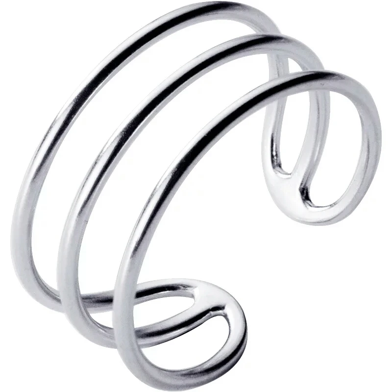 Женское трехслойное Открытое кольцо из серебра 925 пробы с размером 5 6 7 ювелирное