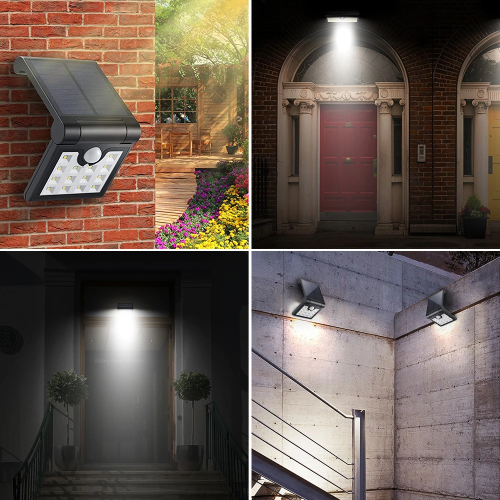 

3 Modes Solar Wall Light Street Garden Outdoor Waterproof Modern LED Solar Powered Lamp Para Exterior Motion Sensor PIR Panel