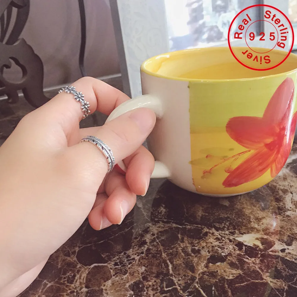 Женское кольцо из серебра 100% пробы с черным цветком | Украшения и аксессуары