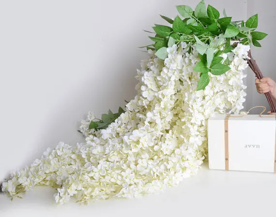 comprar Exellent EMS Frete Grátis 1.6 M Flor Glicínias Guirlandas Rattan Videiras Da Flor De Seda Artificial Decoração De Casamento Casa Ornamento
