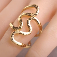 blucome brand design hollow love shaped wide large rings for women dancing party dress accessores punk unisex gold color ring