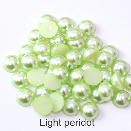 light peridot 2 мм-12 мм Цветные Плоские с оборота жемчужные бусины ABS пластиковые полукруглые Жемчужины для украшения ногтей F0092 - Цвет: light peridot