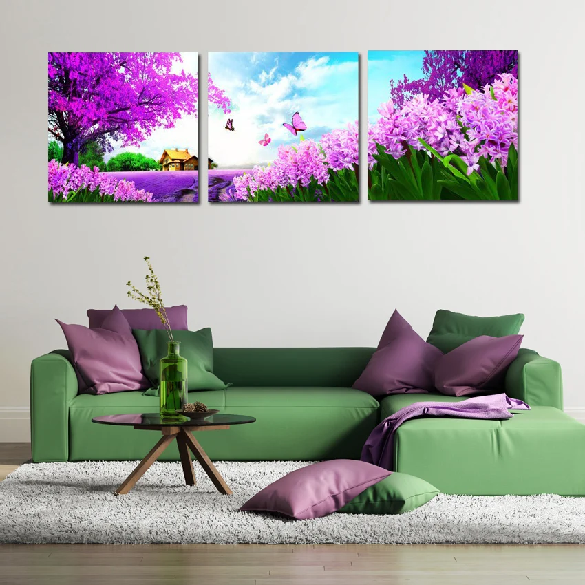 Новое поступление модульные 3 панели современные картины красивый пейзаж холст