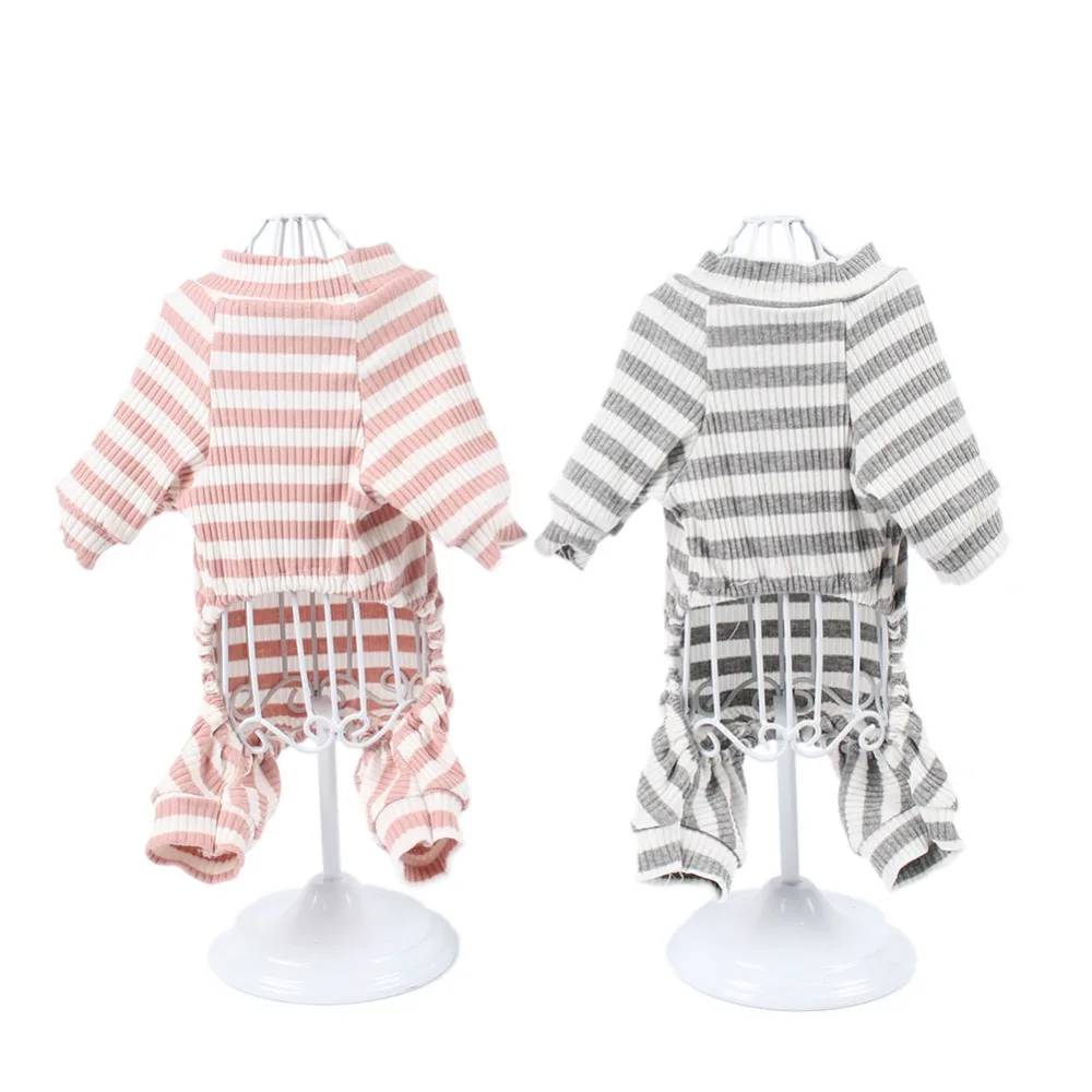 Пижама для собак комбинезон в полоску одежда домашних животных пальто маленьких