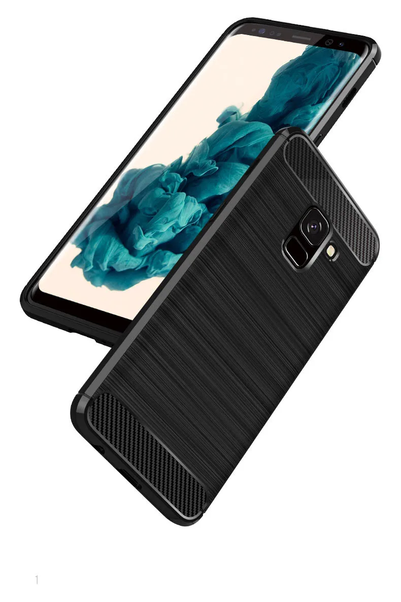 Для Samsung Galaxy A8 2018 чехол из углеродного волокна для Plus Задняя накладка чехла ТПУ
