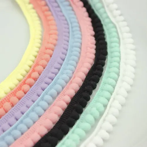 9 colors MIX 50 ярдов крошечный помпон бахрома отделка-мяч Размер 5 мм-Мини ребенок помпон отделка мяч кружево, Bobble бахрома отделка-розовый, синий, желтый, зеленый - Цвет: 9 colors MIX