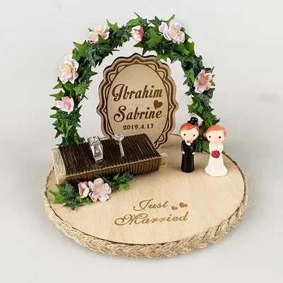 ring pillow DD On sale custom name Anniversary Engagement rings bearer pillow wood wedding flower rustic ring box - Цвет: ring pillow DD