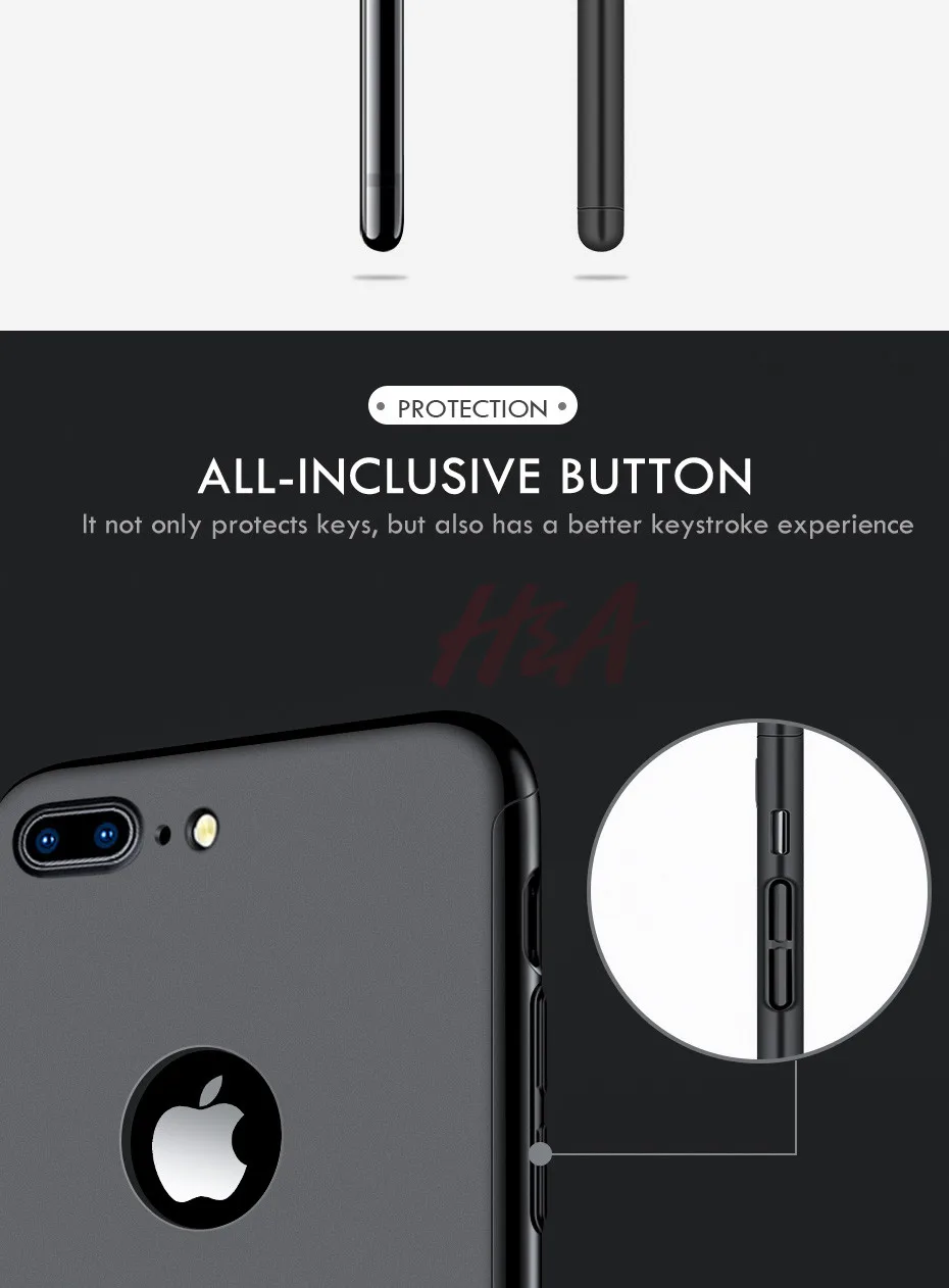 H& A полный защитный чехол для iPhone 7 8 6S 6 Plus чехол для iPhone 6 6S Plus чехол 5 5S se чехол для телефона Plsatic Coque стекло