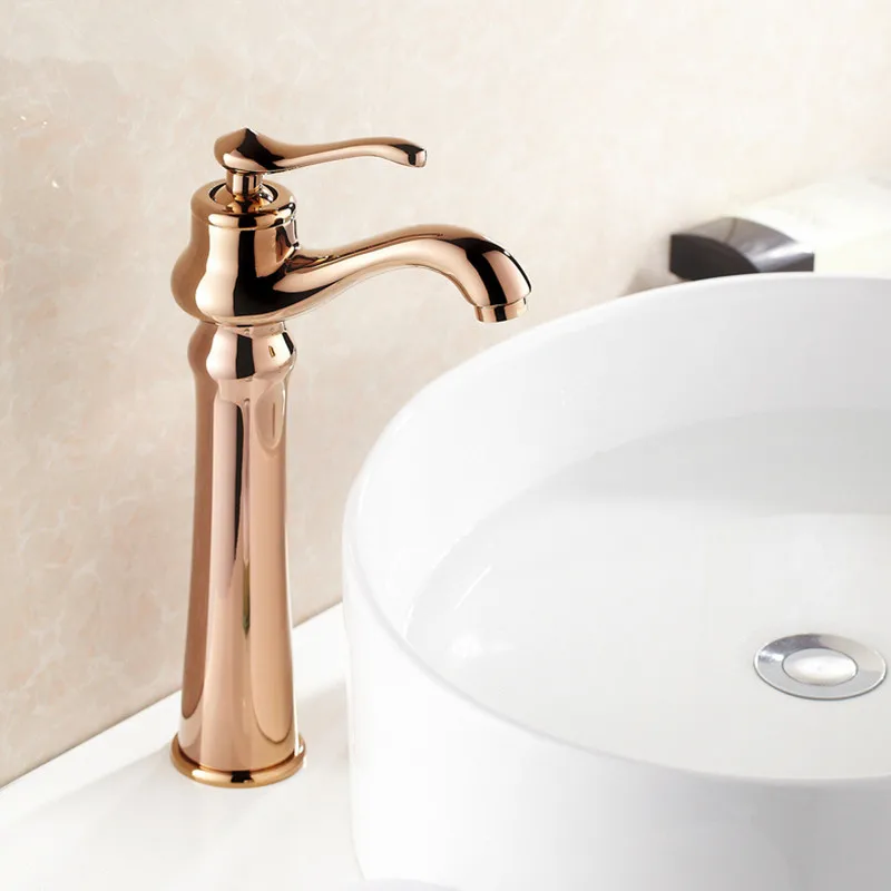 

Free shipping Promotion deck mounted rose gold basin faucet of hot cold rose gold water faucet with solid brass basin faucets