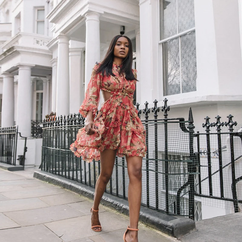 Высокое качество 2018 г. Новые дизайнерские платье Для женщин с длинным рукавом