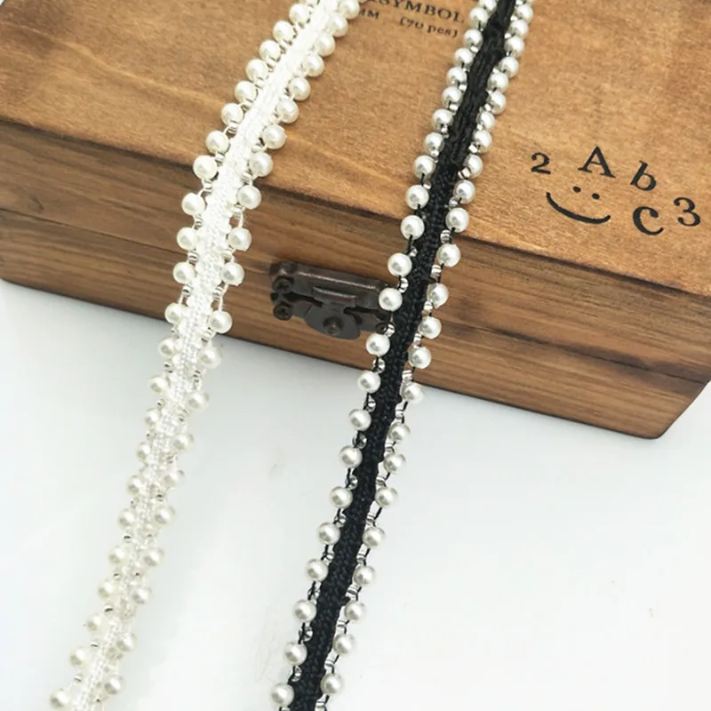 Хит 2 м черно белый искусственный жемчуг кружева имитация жемчуга бусины струны