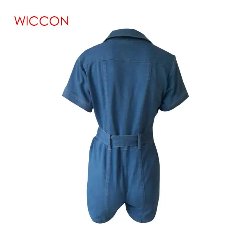 Летний комбинезон на молнии с карманами повседневный джинсовый женский модный