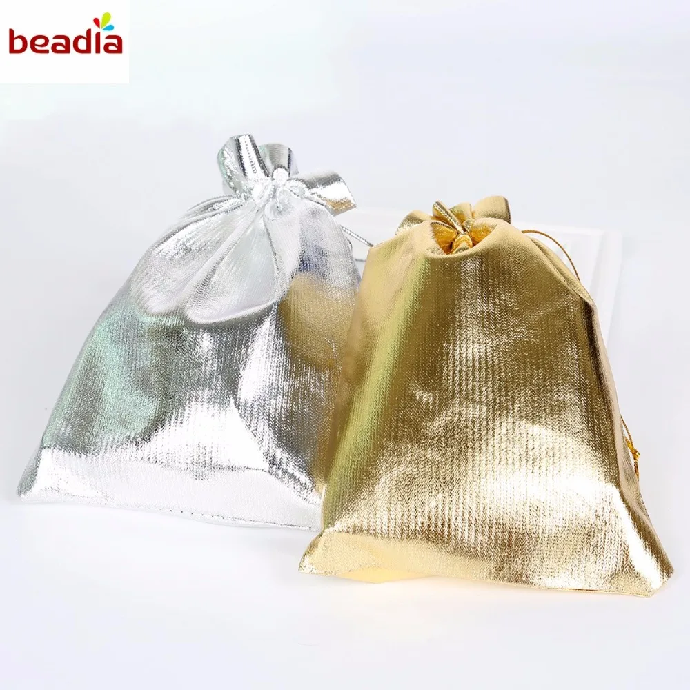 Новые высококачественные сумки из органзы разных размеров 10 шт. золотистые и