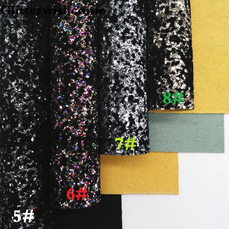 Glitterwishcome 21X29 см A4 размер винил для Луки, флокирование с эффектом блестящей кожи Ткань Винил для луков, GM148A