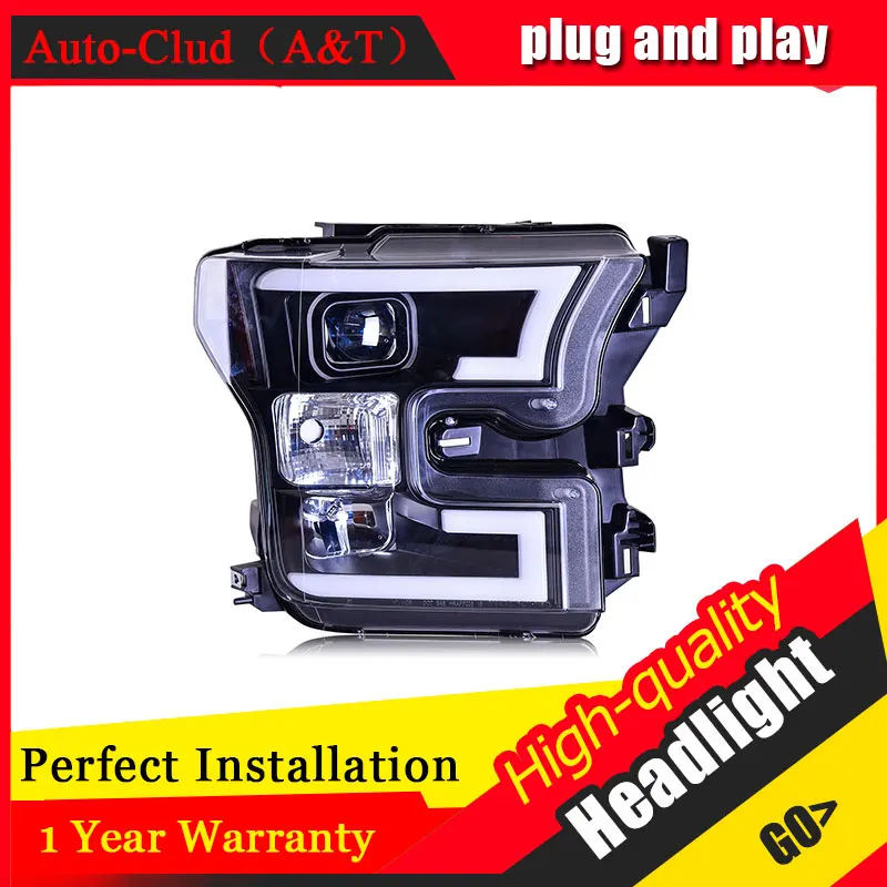 

2Pcs LED Headlights For Ford Raptor F150 2015-2017 led car lights Angel eyes xenon HID KIT Fog lights LED Daytime Running Lights
