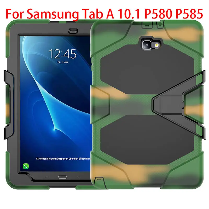 camouflage Армированный чехол с подставкой Funda для samsung Galaxy Tab A A6 10,1 P580 P585 чехол для планшета противоударный сверхмощный стенд - Цвет: camouflage