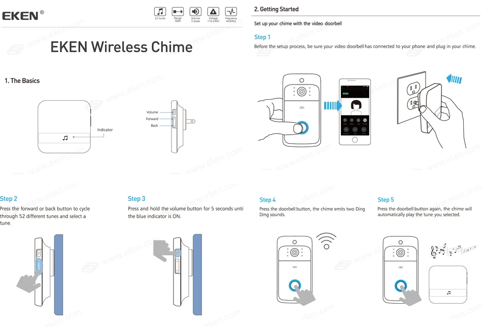 Eken V6 смарт WiFi видео дверной звонок камера визуальный домофон с колокольчиком ночного видения IP дверной звонок беспроводная домашняя камера безопасности