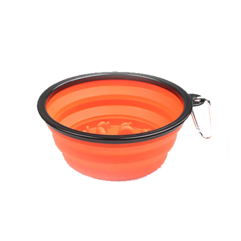 Orange Миски для домашних животных, собак, кошек, интерактивные медленные миски, складные, портативные, противоскользящие, залп, медленная кормушка, здоровое наплечное блюдо для домашних животных, инструменты для кормления - Цвет: Orange