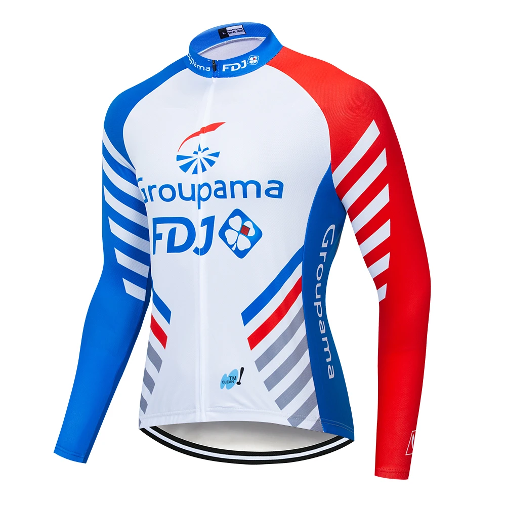 Jersey pro team groupama FDJ велосипедная футболка с длинным рукавом Ropa Ciclismo быстросохнущая одежда для горного велосипеда 9D гелевая подкладка наборы - Цвет: Jersey