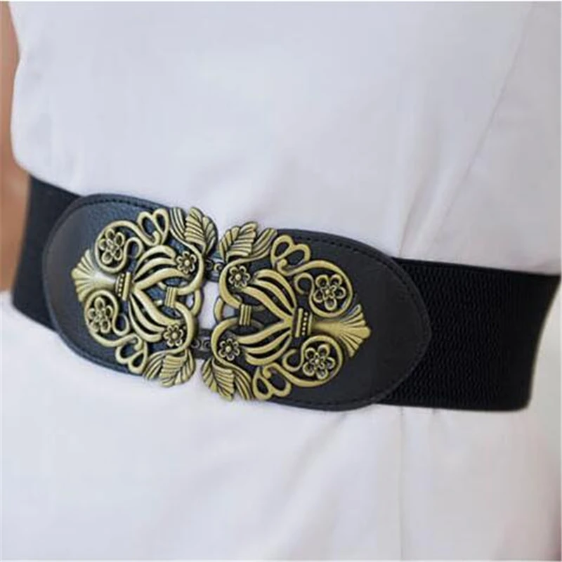 JXQBSYDK Brand Belts Beautiful Flower Pattern Buckle Fashion for Women 6cm Wide Elastic Female Corset | Аксессуары для одежды