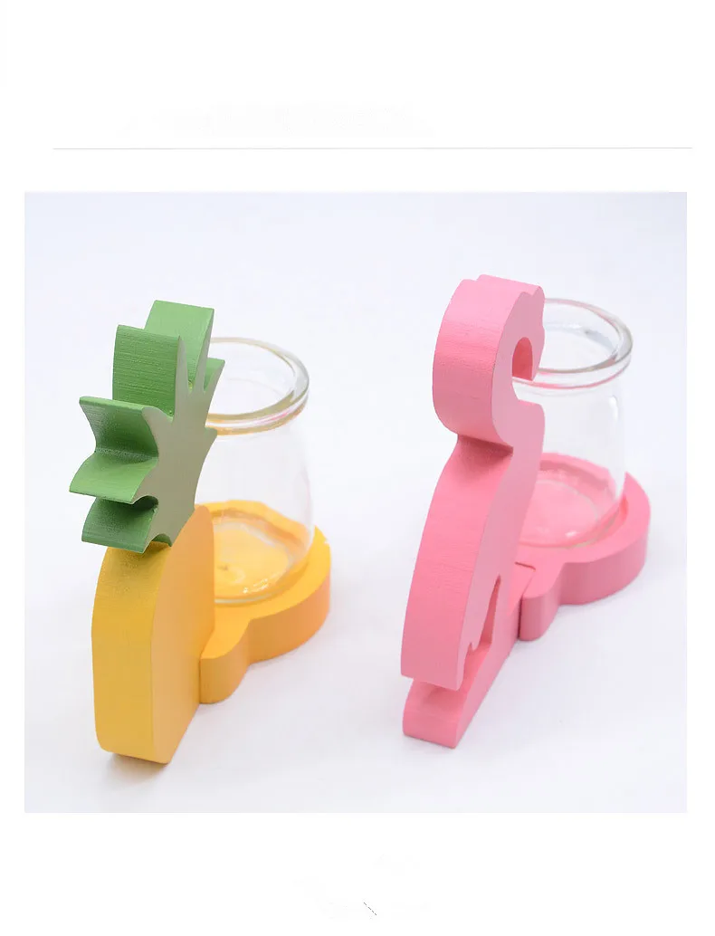 1 шт. деревянный кактус Фламинго Цветок гидропоники растения полка для хранения