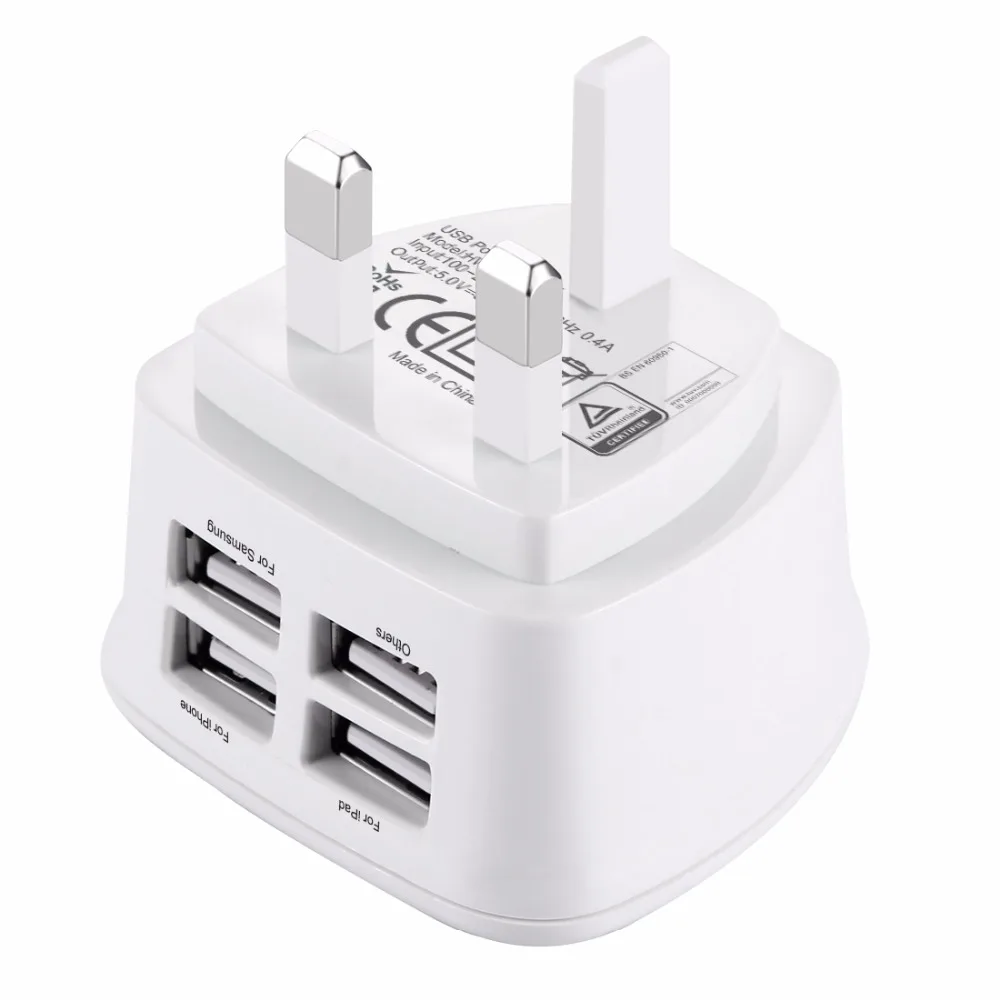 Универсальное зарядное устройство для телефона 5 в 3 1 А 4 usb-порта британская вилка