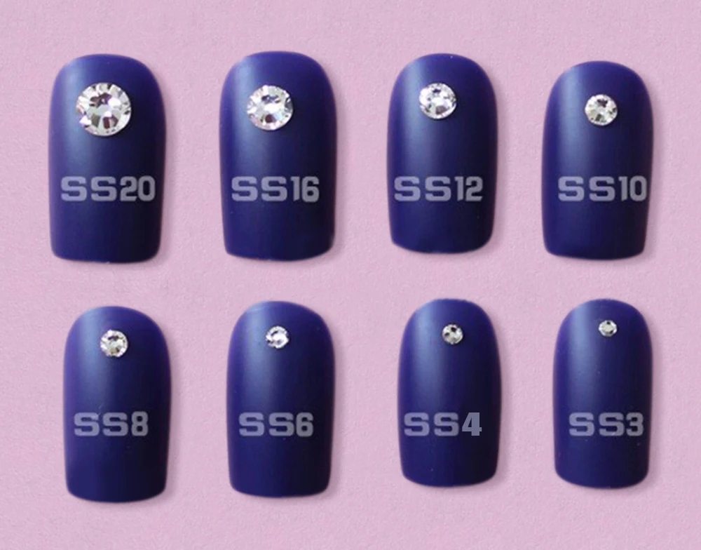1440 шт, блестящие SS4-SS20, разноцветные стразы с плоской задней стороной, Стразы для ногтей, кристаллы AB, камни для самостоятельного украшения ногтей LA1015