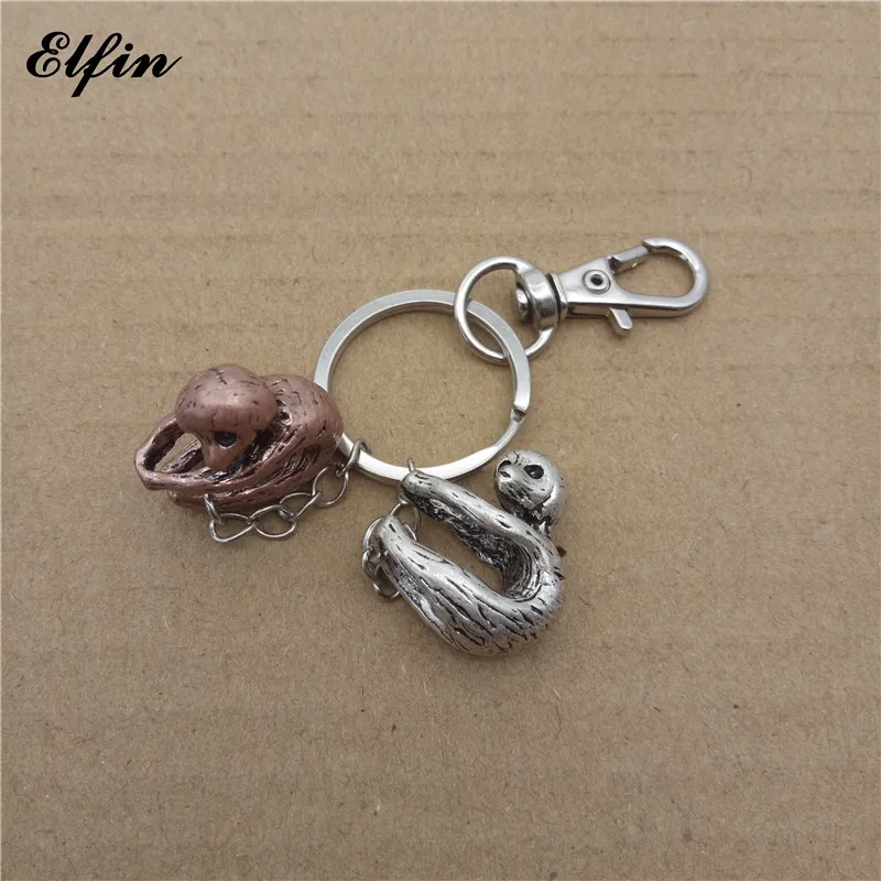 Elfin Trendy 3D Baby Sloth Key Chains Fashion Animal Pet Memorial Jewellery Rings | Украшения и аксессуары