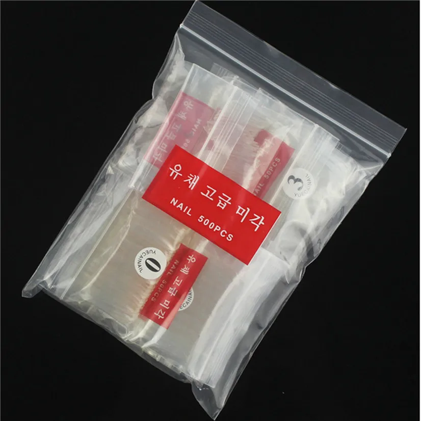 

Fashion Women False Nail French 500pcs/bag /Half /Full Nail Tips Transparent Manicure Tool 10 Sizes Acrylic Artificial Fake Nail
