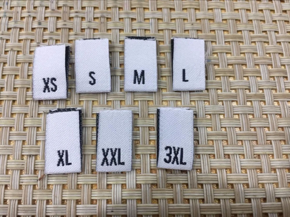 Белые тканые черные XS-XXXL этикетки с высокой плотностью 100 шт./партия одежда