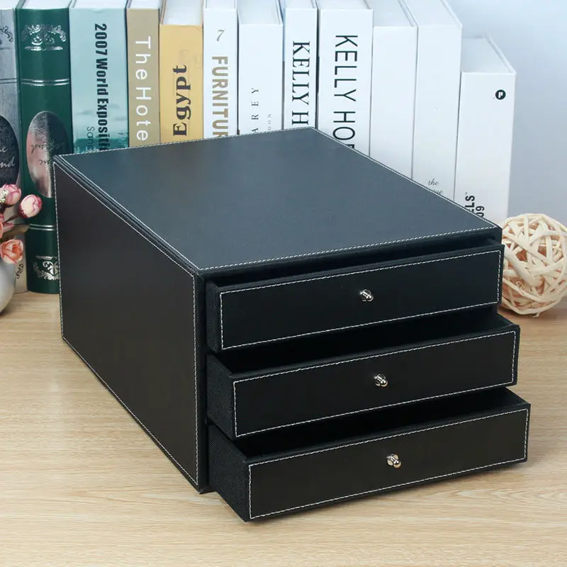 33x25 3 ящика дерево кожа набор стол подачи шкаф ящик для хранения office настольных
