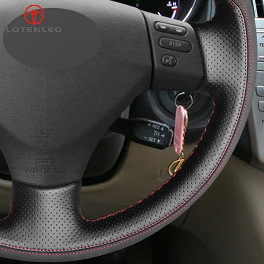 LQTENLEO черный кожаный замшевый чехол на руль для Toyota Corolla Verso Camry 2000-2008 Lexus RX330 RX400h RX400 2003-2008
