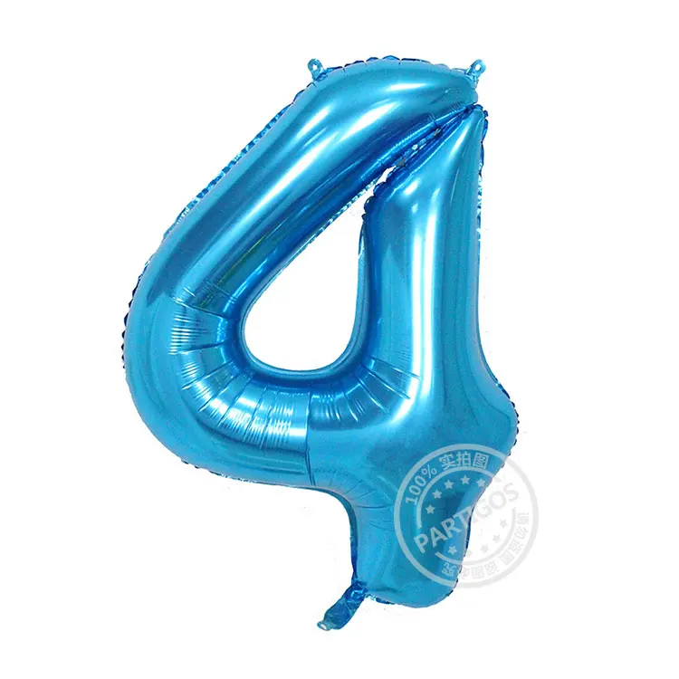 F-blue 4 40 дюймов Количество воздушных шаров детский душ 1st большой гелиевый воздушный шар покрытый фольгой золото серебро розовый цифра Globos День Рождения Вечеринка Свадьба Декор Balon - Цвет: F-blue 4