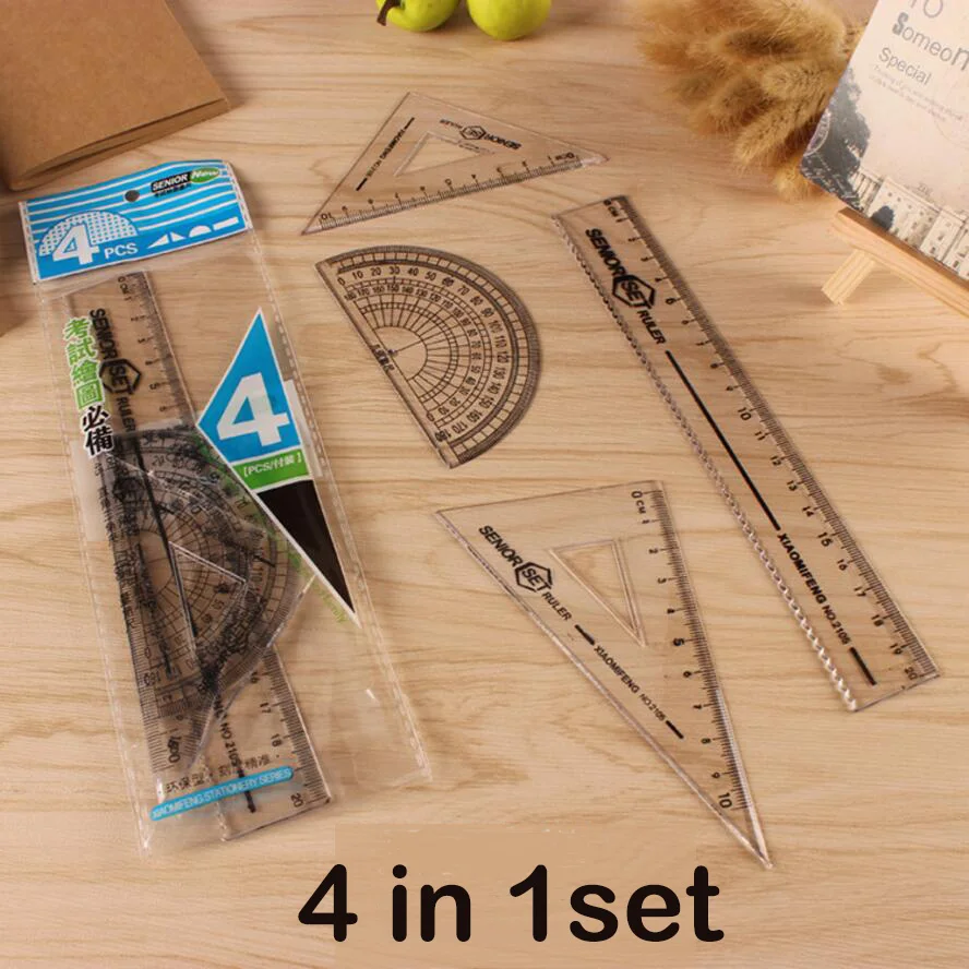 4 in1 set ruler Exam rule Office and school supplies PCV length measurement tool Ruler for | Канцтовары для офиса и дома
