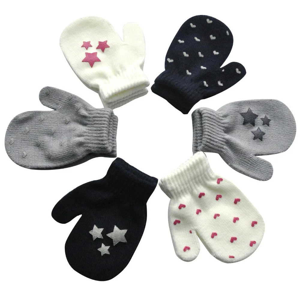 2018 HOT winter gloves Cute Thicken baby handschoenen Infant Baby Heart Print Hot Girls Boys Of Winter Warm Gloves | Детская одежда и