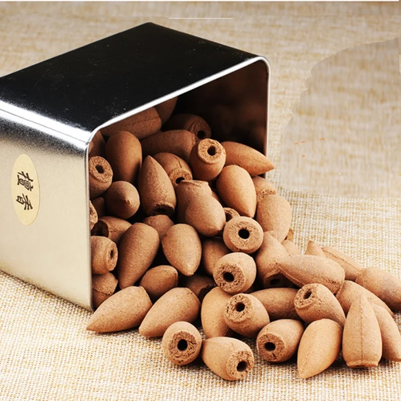 

Hot Sale 80Pcs/Set Backflow Incense Cones Natural Aroma Sandalwood Reflux Incense for Tea House Meditation Colored Smoke Incense