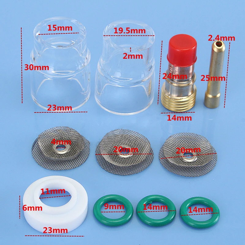 США TIG сварочный фонарь 3/3" 2,4 мм газовый объектив#12 Pyrex Cup Kit для WP-17 18 26 товары для домашнего сада