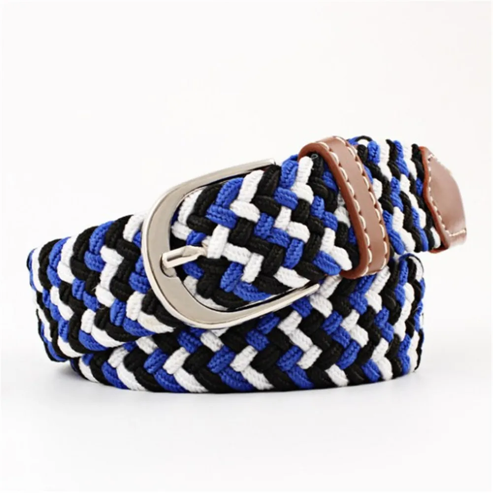 Унисекс упругие талии ремни холст кожа веревки соломы группа пряжкой Ремни