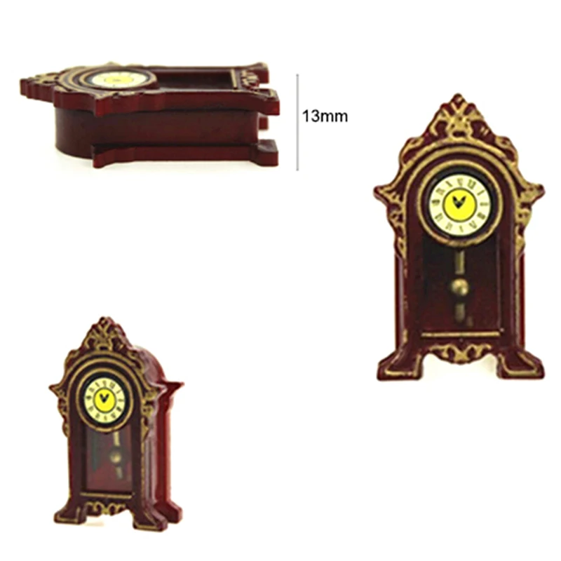 

1/12 Dollhouse Miniature Accessories Mini Wooden Pendulum Clock Simulation Furniture Model Toys for Doll House Decoration