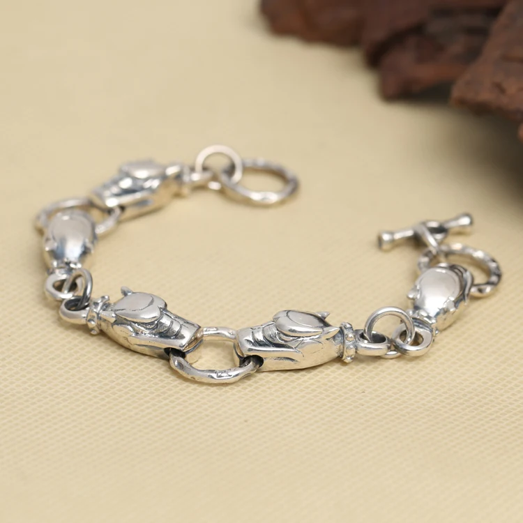 

Handmade Thailand 925 Siilver Dragon Head Bracelet Sterling Silver Dragon Man Bracelet Pure Silver Chain Bracelet