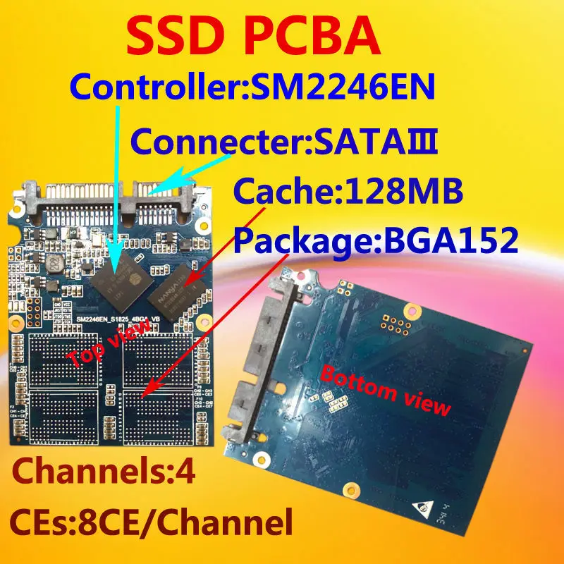 ETPCBAKIT SM2246EN SSD PCBA комплекты контроллер SATA3 DIY наборы 4 канала. 8CE DRAM128MB BGA152/BGA132|ssd