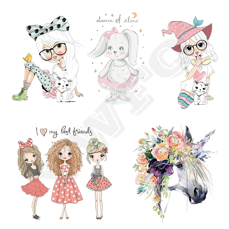 

Beatiful Girls Patches Iron-on Transfers Stickers DIY Heat Transfer Unicorn Patch Washable Stickers Badges Gift For Girls