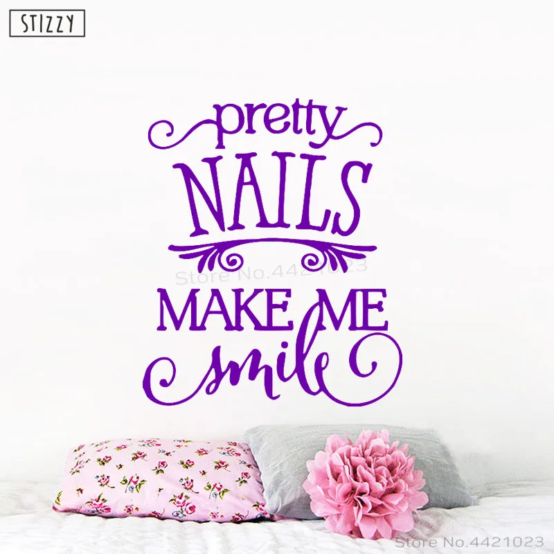 L831 Violet Настенная Наклейка stizzy Girls Nail beauty Salon виниловые наклейки на стену цитаты красивые ногти Make Me Smile Window Art Фреска плакат DIY B911 - Цвет: L831 Violet