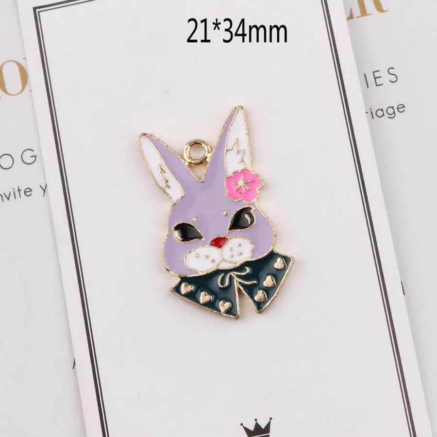 New 10Pcs Cute Cartoon Rabbit Zinc alloy Pendant Character Free Shipping Necklace Charms Fashion Jewelry DIY | Украшения и