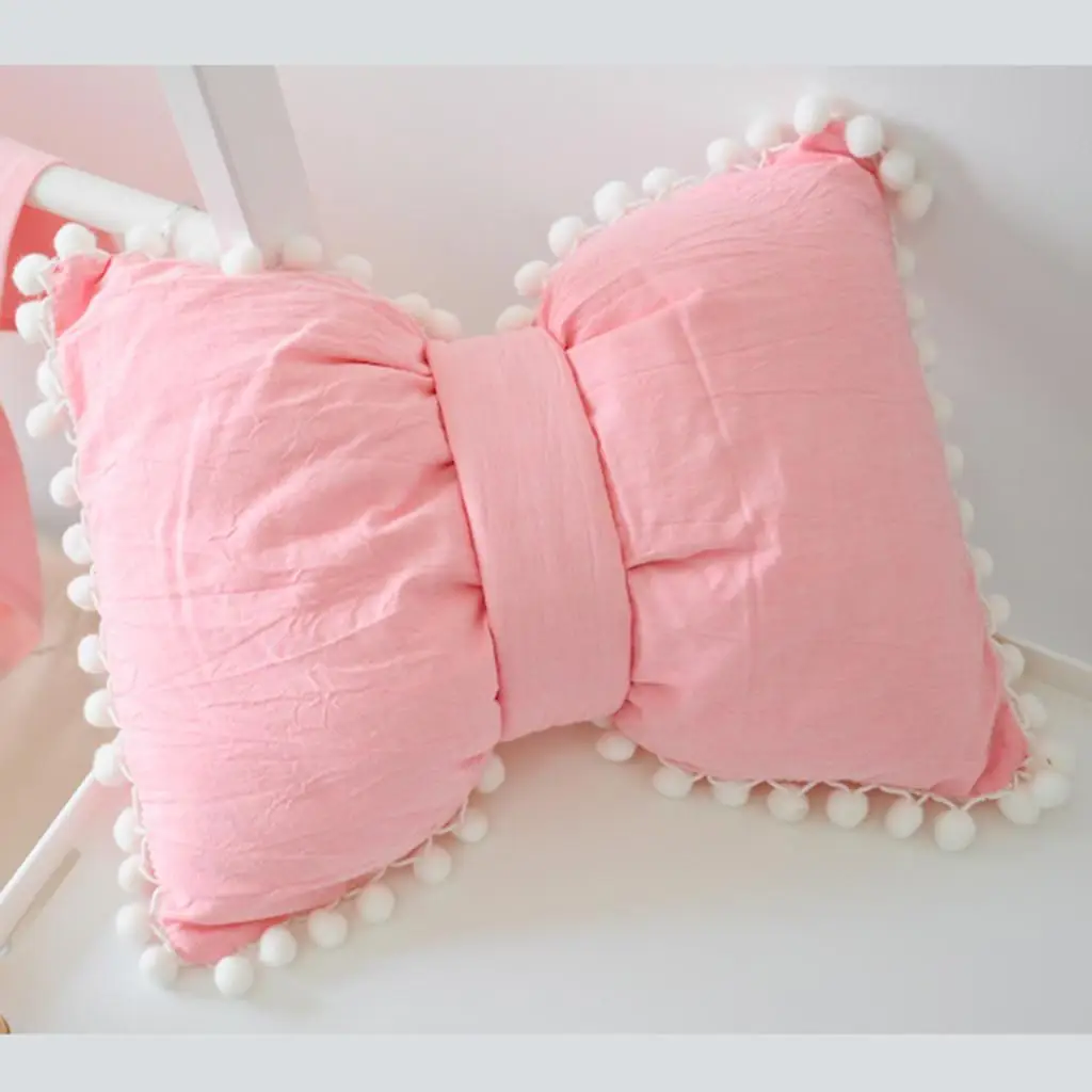 Mikksire coussin decoratif супер мягкая хлопковая Подушка с бантиком Подушка для дивана Подушка для домашнего Кресла Подушка для сиденья D - Цвет: pk