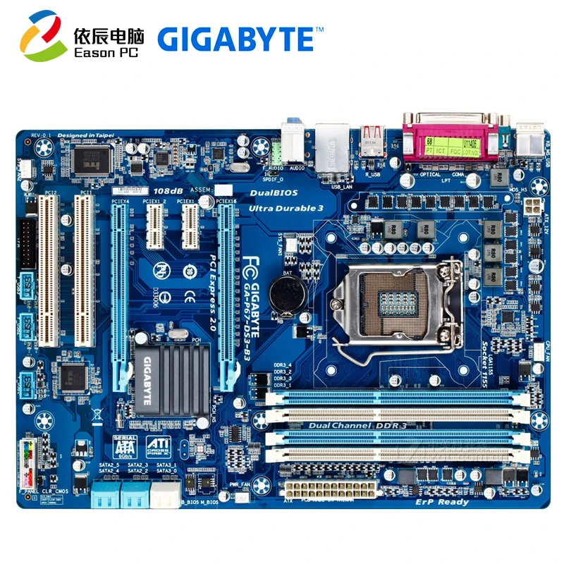 GIGABYTE GA-P67-DS3-B3 настольного компьютера материнская плата LGA1155 DDR3 i3 i5 i7 блок питания ATX