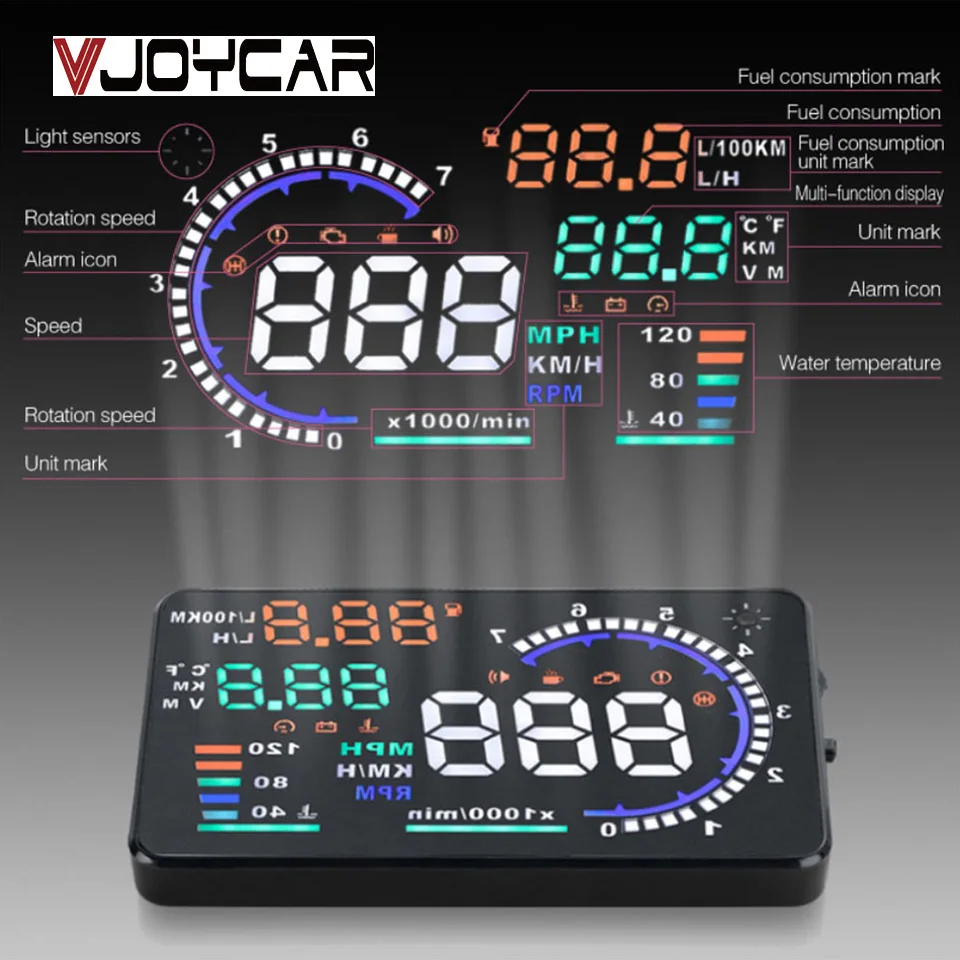 5," A8 проектор на лобовое стекло автомобилей HUD Head Up Дисплей и 4" D2000 OBD2 Дисплей светодиодный ветрового стекла OBD сканер более Скорость Предупреждение автомобильный проектор скорости