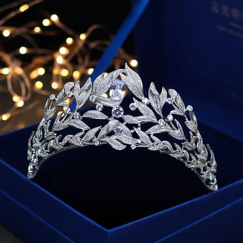 Свадебная тиара SLBRIDAL с фианитами Винтажные Ювелирные украшения в форме Зубцов